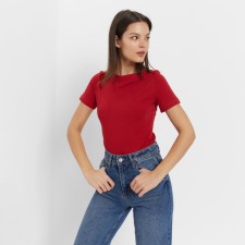 Women's T-shirt with a neckline Minaku Slim Fit: Red color, rr 48