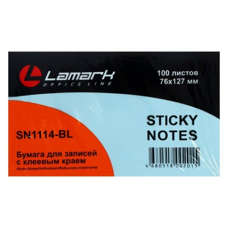 Block with a sticky edge Lamark Pastel, 127 × 76 mm, 100 sheets, blue