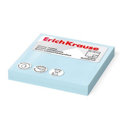 Block with a sticky edge paper 75x75 mm, Erichkrause, 100 sheets, blue-1