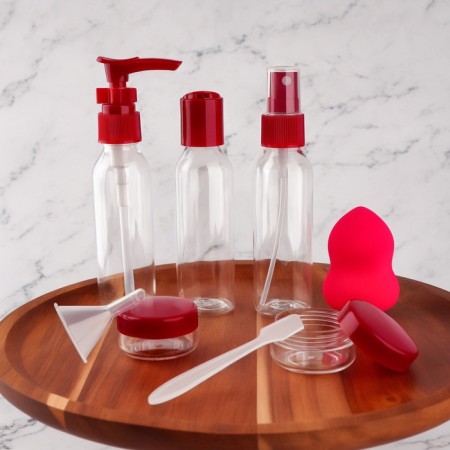 Storage set, in case, 8 objects, transparent/burgundy color-2