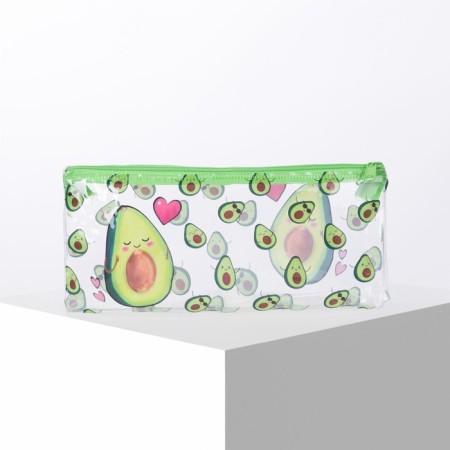Penal soft 1 compartment, 95 x 205 mm, flat, PVC, calligrata "avocado with love"-1