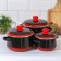 Set of pan "Carmen", 3 subjects: 2 l, 4 l, 5.5 l, induction, black and red color