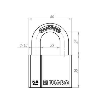 Castle of hinged Fuaro PL-2550, 50 mm, 4 Finnish keys-2