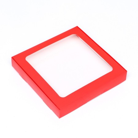 Self -charged box, red with a window, 19 x 19 x 3 cm-1