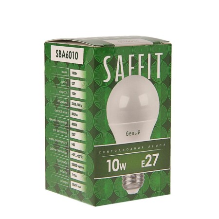 LED LED SAFFIT SBA6010, A60, E27, 10 W, 230 V, 4000 K, 800 lm, 220 °, 108 x 60 mm-1