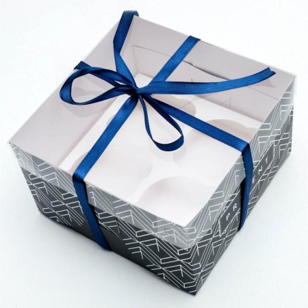 Capcake box, confectionery packaging, 4 cells, Present, 16 x 16 x 10 cm-1