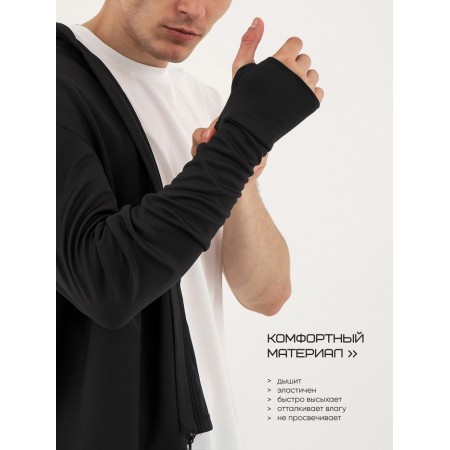 Long -line male Resport, on a zipper, p. 52, the color is black, basic, with a long sleeve-6
