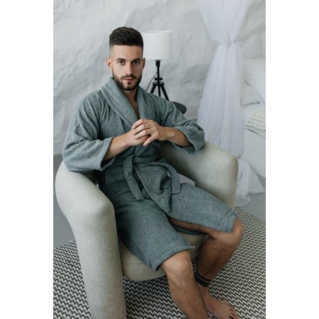 Tainted male bathrobe, size 46, emerald color-6