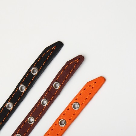Single-layer leather collar with corrugated eyelets, 35x1.2 cm, Osh 10-28 cm, dimensionless, mix of flowers-8