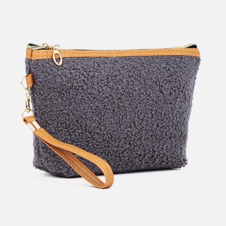 Cosmetic bag with a zipper, with a lining, the color is gray