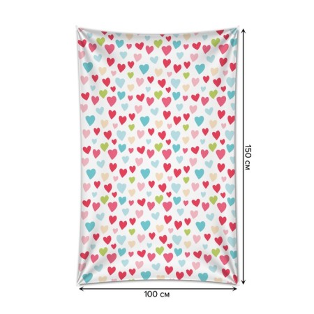 Decorative panel with photo printing "Multi -colored hearts", vertical, size 100x150 cm-1