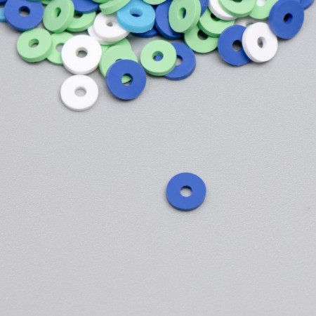 A set of beads made of polymer clay "Astra" 6 mm, 20 g, blue, green, white mix-1