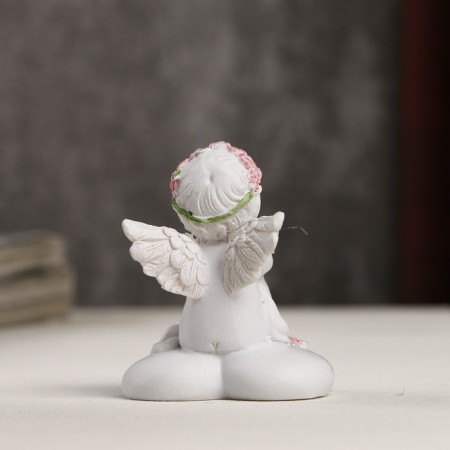 Polystone souvenir "Snowty Angel in a pink wax on the heart" 6.2x5x4.5 cm-2