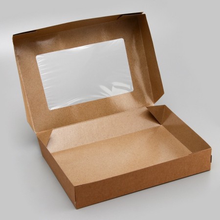 Folding box, with a window, craft, 28 x 20 x 5 cm-5
