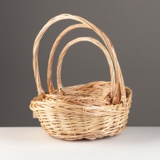 A set of baskets of 3 pcs, 38x29x14/36 cm, 32x23x13/31 cm, 26x19x11/26 cm, willow