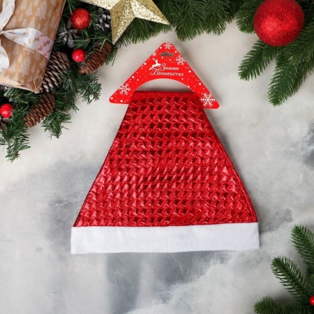New Year's cap "Texture" 27x33 cm, red-2