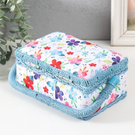 Casket for needlework "Flowering on white" 18x12x9.5 cm-3
