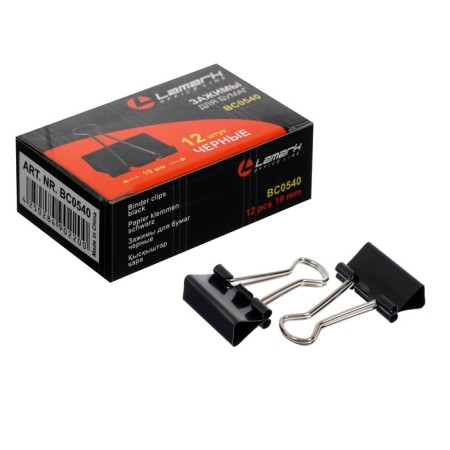 A set of paper clamps 19mm (12 pieces) black