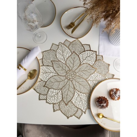 Serving napkin on the table “Flower”, d = 43 cm, gold color-3