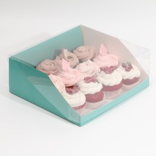 Confectionery box with PVC lid, packaging, Tiffany, 25 x 22.5 x 10 cm