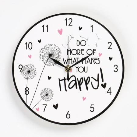 Wall clock, series: Happiness, "Be happy!", Discrete move, D-23.5 cm