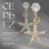 Earrings with rhinestones "Sea star", white color in gold
