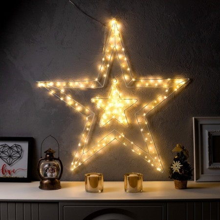 LED figure "Star" 80 cm, metal, 220 V, 8 modes, glow warm white