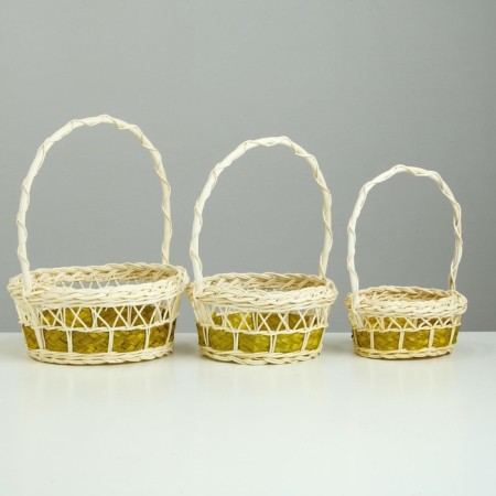 A set of wicker baskets from 3: D20 H 8/27; D17 H 7 H 25; D13 H 6 H 21 cm. (Ratan)-5