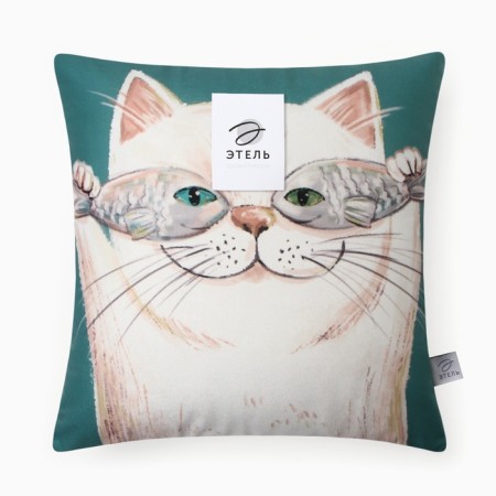 Pillow Ethel "Happy cat" 40x40 cm, velor, 100% p/e-3