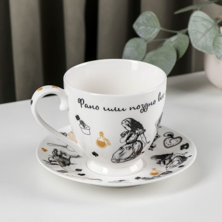Tea steam porcelain "Mad tea", 440 ml, saucer d = 16.5 cm-1
