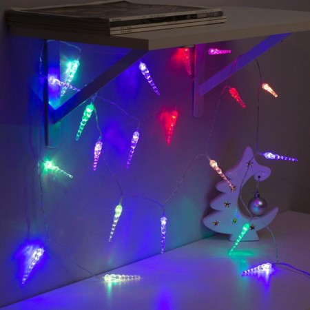 Garland “thread” 3 m with nozzles “icicles 7.5 cm”, ip20, transparent thread, 20 LED, glow of multi (RG/RB), blinking, USB-2
