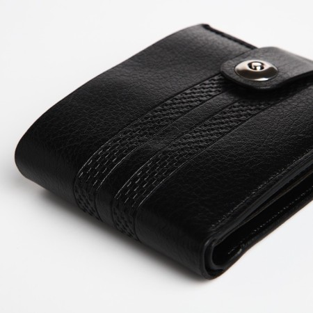Male purse for magnet, department for bills, for maps, for coins, black color-2