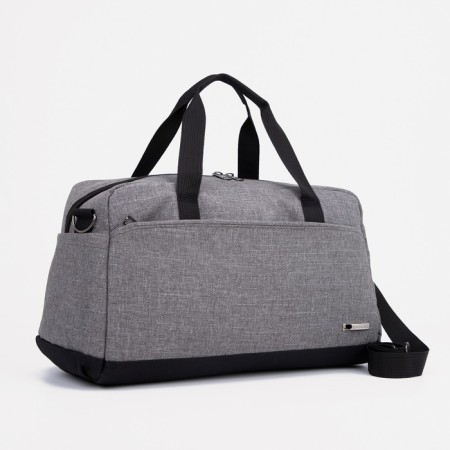 Sports bag with lightning, 3 outer pockets, long belt, gray color