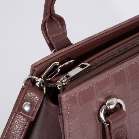 Women's bag El Masta with a zipper, outer pocket, long belt, coffee-4