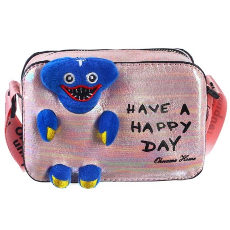 Children's bag with a zipper, 6x11x13 cm, adjustable belt, pink mix-2