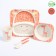 A set of children's bamboo dishes "Giraffe", a plate, a bowl, a glass, devices, 5 items