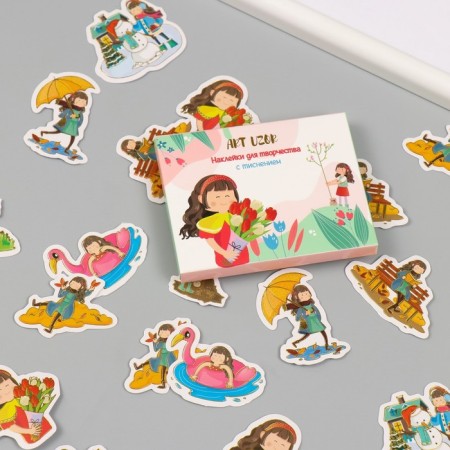 Stickers for creativity "Four seasons" embossing gold set 48 pcs 9x7x0.8 cm