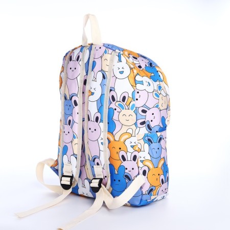 School backpack of textiles on a zipper, 3 pockets, pencil case, blue/multi -colored color-5