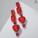Hanging earrings with rhinestones "Jewel" heart, red color in silver, 7cm