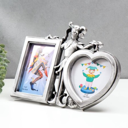 Photo frame plastic in 2 photos 10x15, 13x13 cm "buffoon" Dark silver 22.5x31x2 cm-1