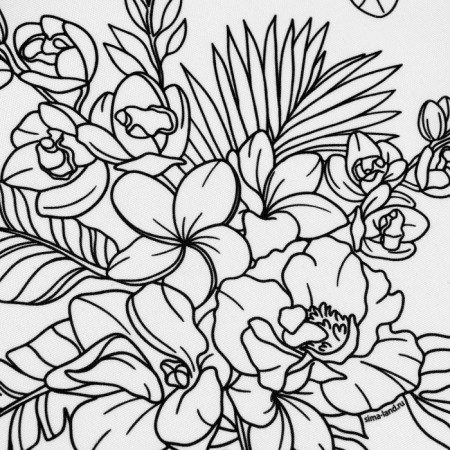 Pillowcase for coloring "Tropical bouquet" 30x30cm-3