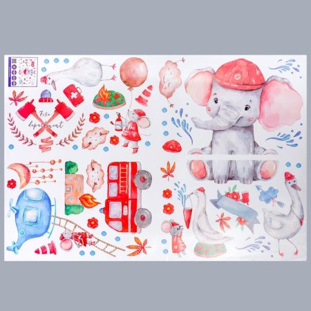 Stick plastic interior color "Firefighter Elephant" 60x90 cm-1