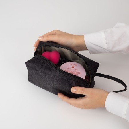 Cosmetic bag with lightning, black color-2