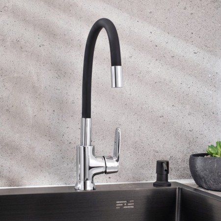 Kitchen mixer "RMS" SL123BL-016F-1, flexible spout, single-leaf, black/chrome-1