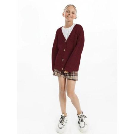 Кардиган для девочки Amarobaby Knit, рост 104 см, цвет бордовый-13
