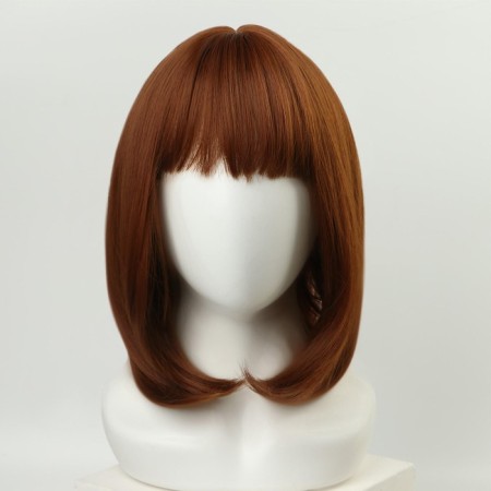 Artificial wig, with a bang, imitation of the skin, 30 cm, red color-4