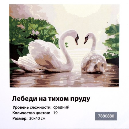 Picture on numbers on a canvas with a subframe "Swans on a quiet pond", 40 x 30 cm-5