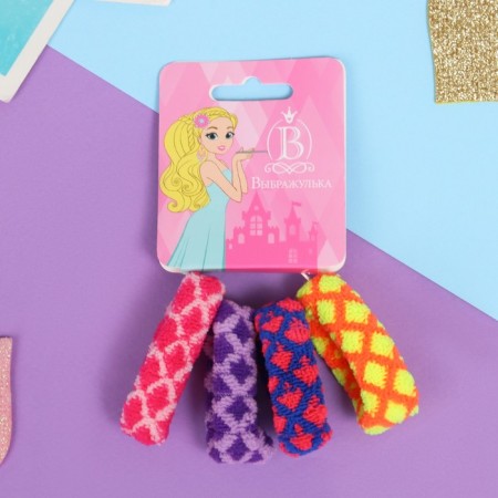 Hair elastic band "Mahrushka" (set 4 pcs) bright mesh, 3.5 cm, mix