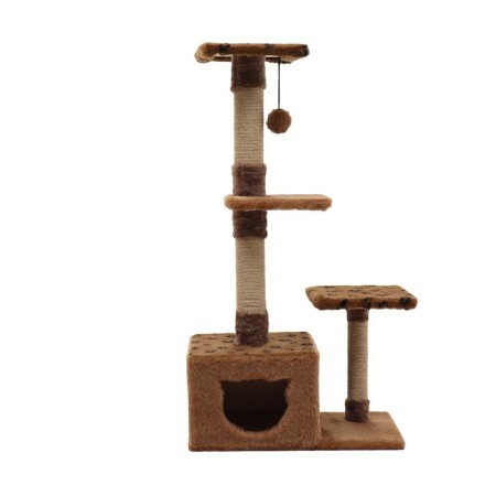 Complex for cats with a claw, square, 3x-level, 65 x 36 x 107 cm, brown-1