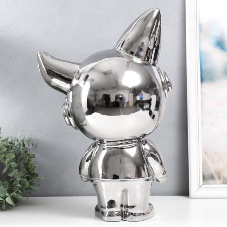 Souvenir Ceramics "Cosmonaut - Fox" silver 20x30x49 cm-2
